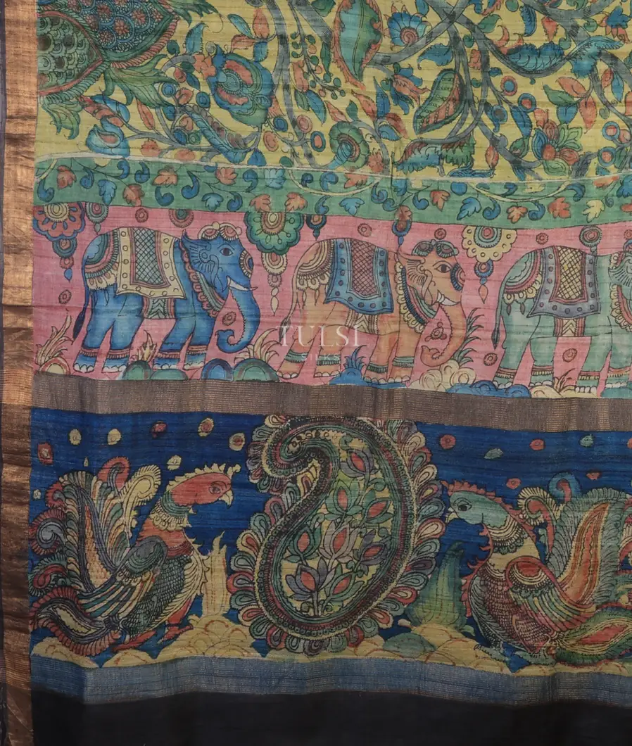 green-tussar-kalamkari-saree-t694783-t694783-d