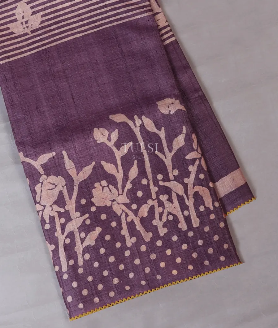 Purple Tussar Printed Saree T694995-image