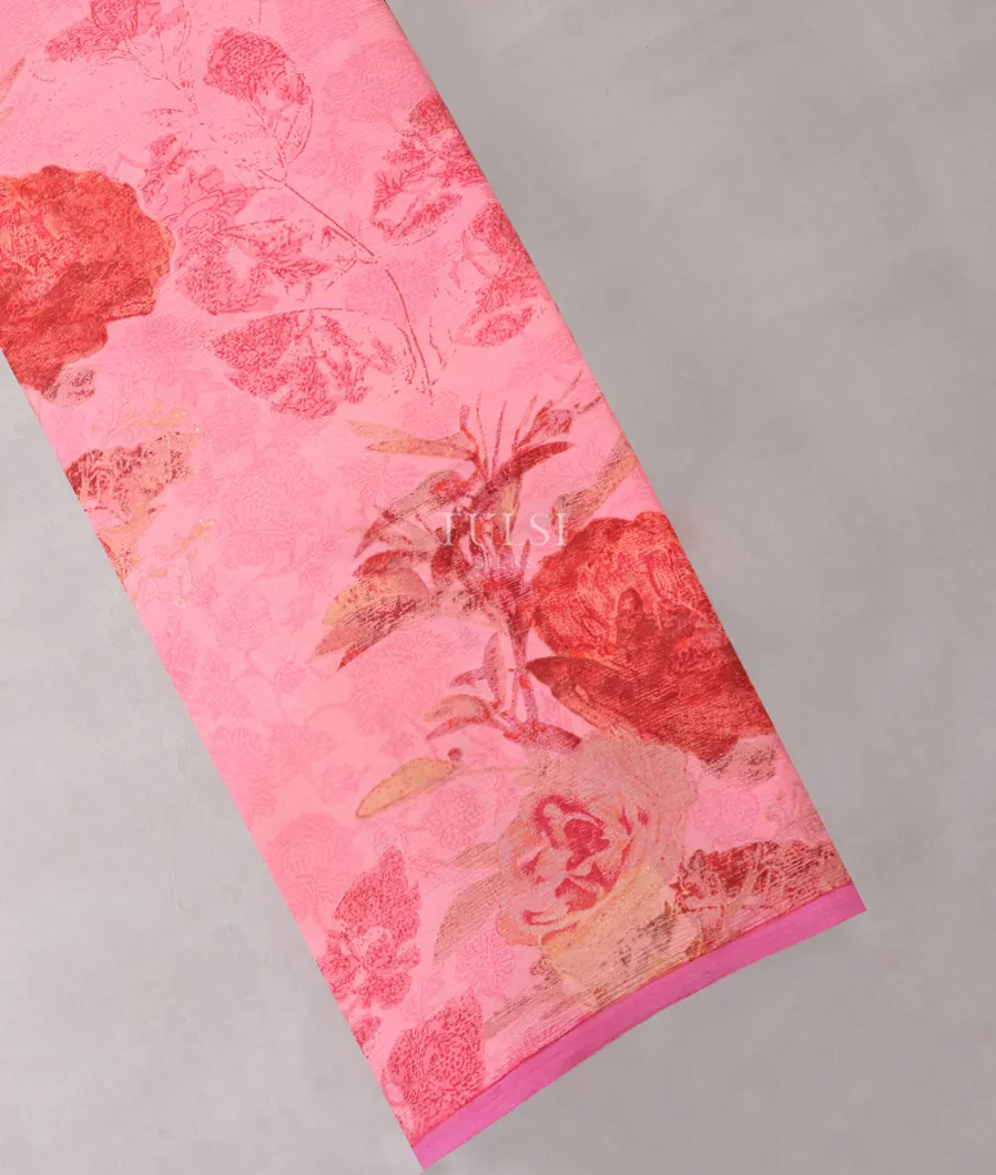 Pink Chiffon Silk Saree T689906-image