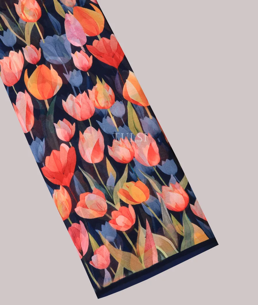 Blue Chiffon Silk Saree T639512-1-image