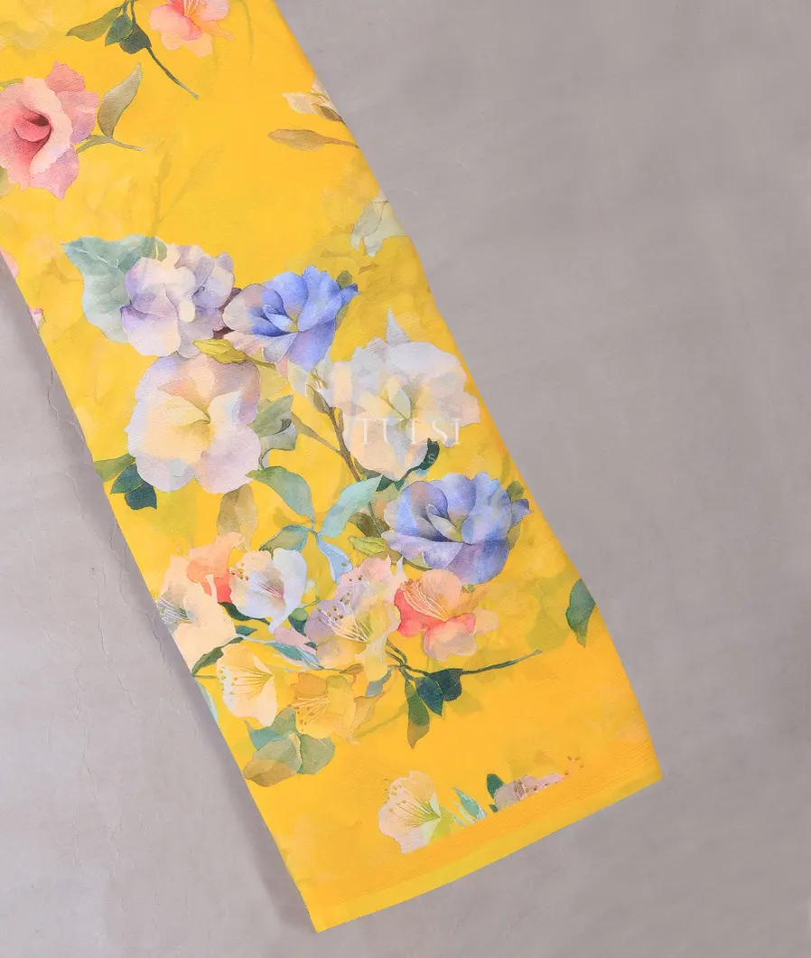 Yellow Chiffon Silk Saree T702630-image