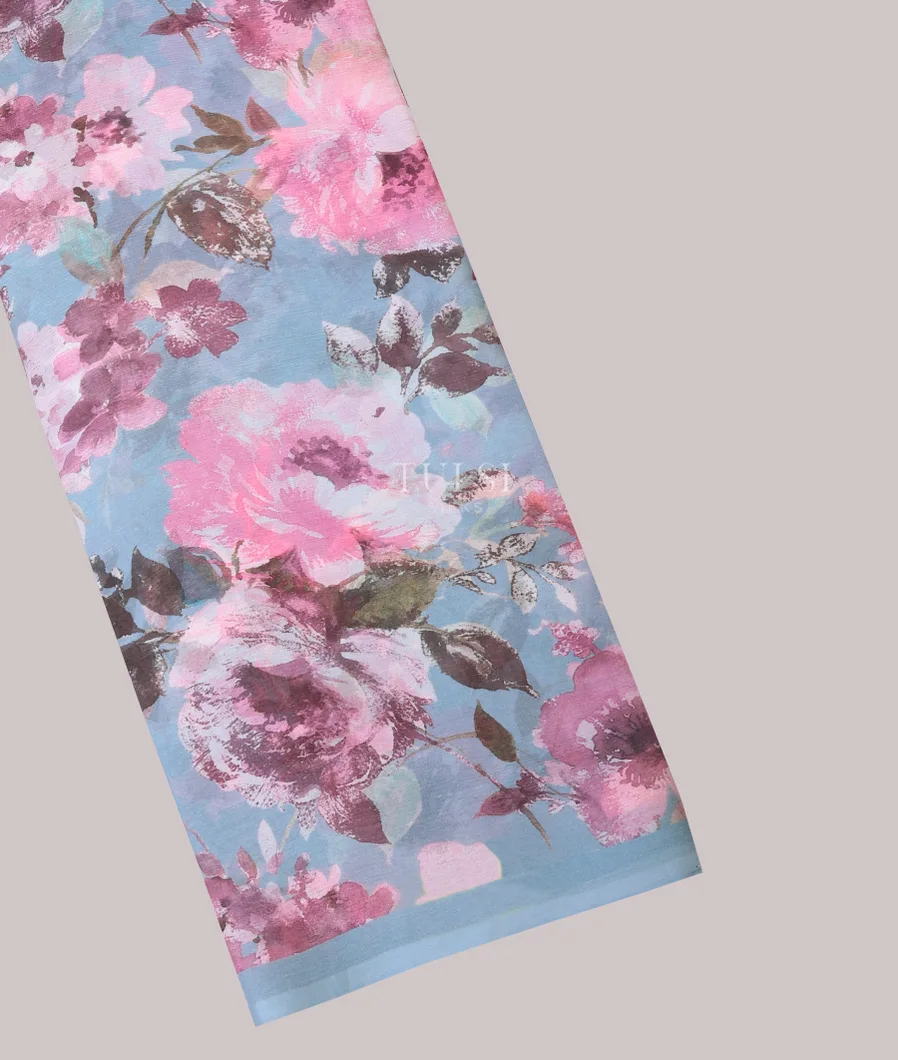 Light Blue Chiffon Silk Saree T608428-image