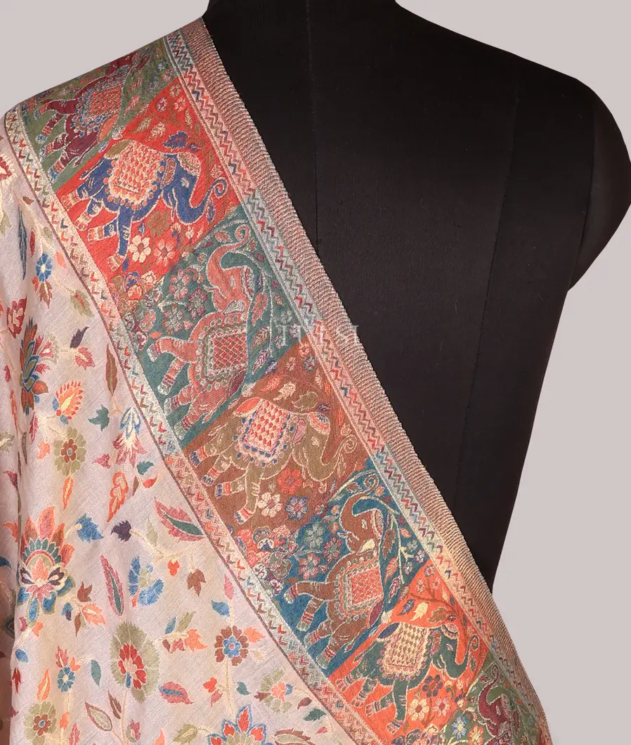 Beige Kashmir Kani Silk Dupatta T721901-image
