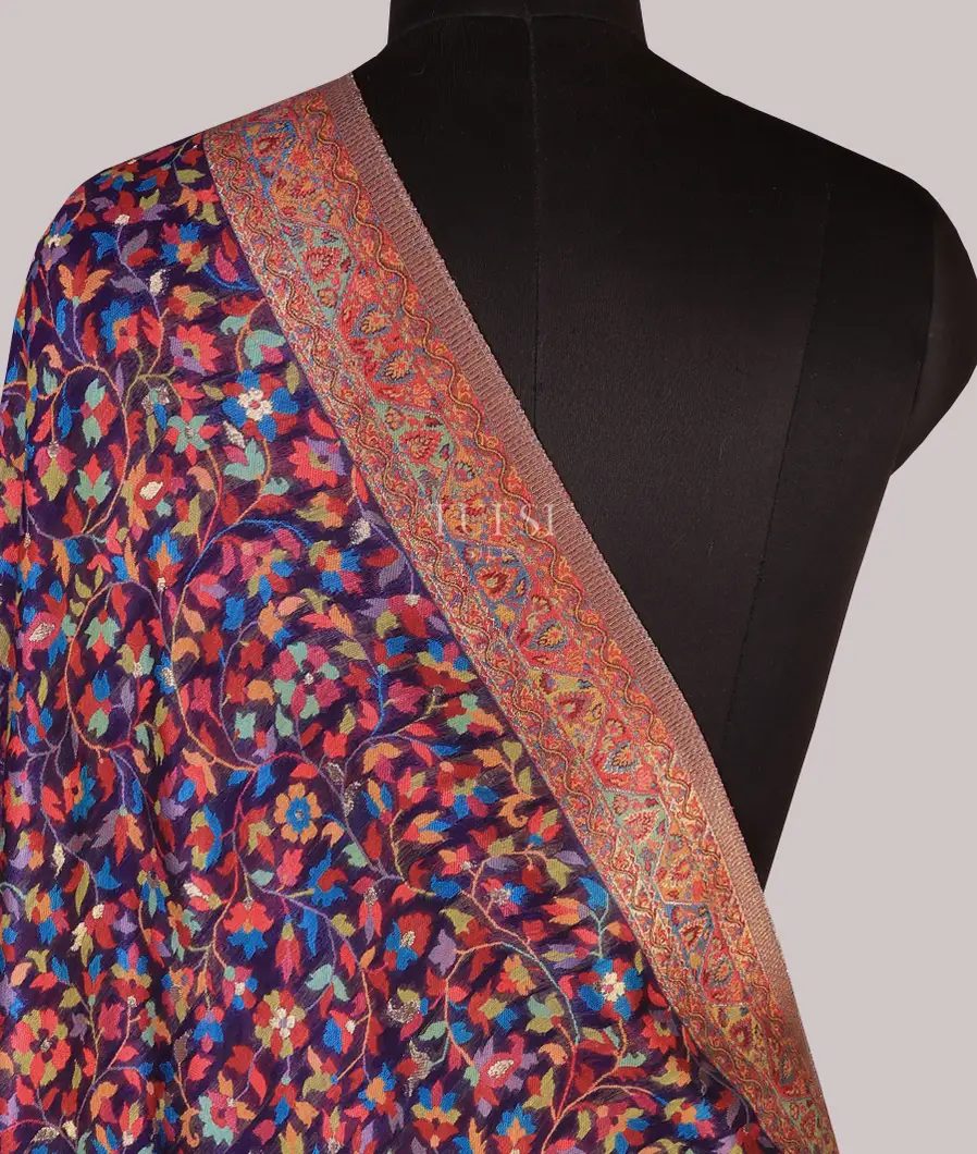Purple Kashmir Kani Silk Dupatta T721879-image