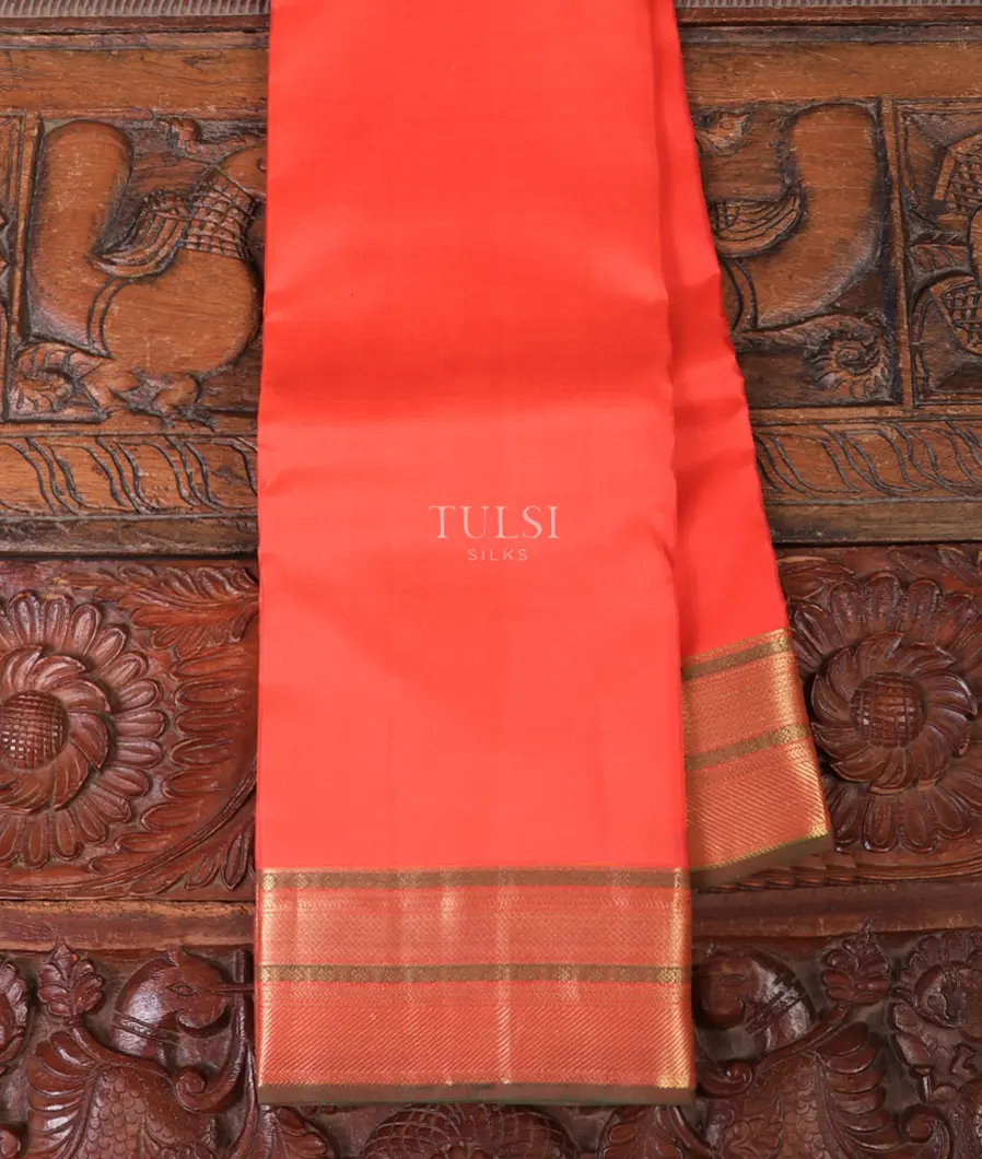 Orangish Pink Soft Silk Saree T632073-image