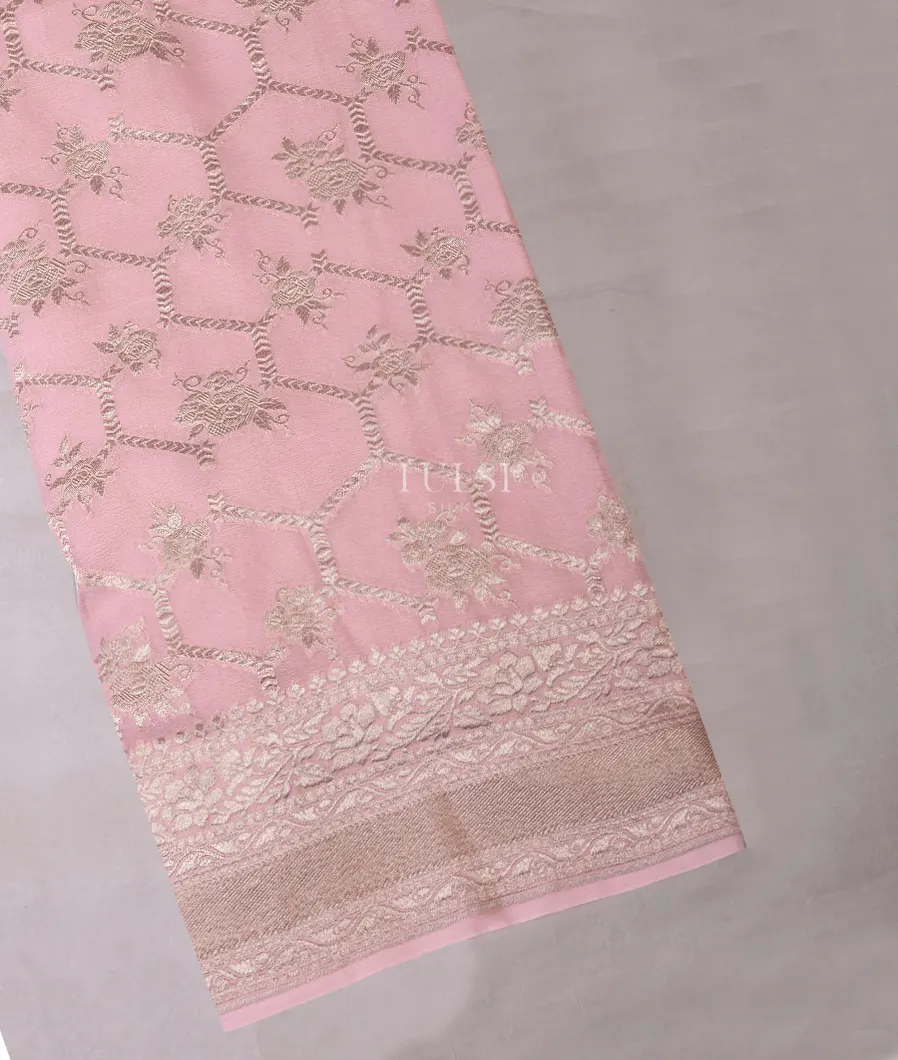 Pink Banaras Georgette Silk Saree T628313-image