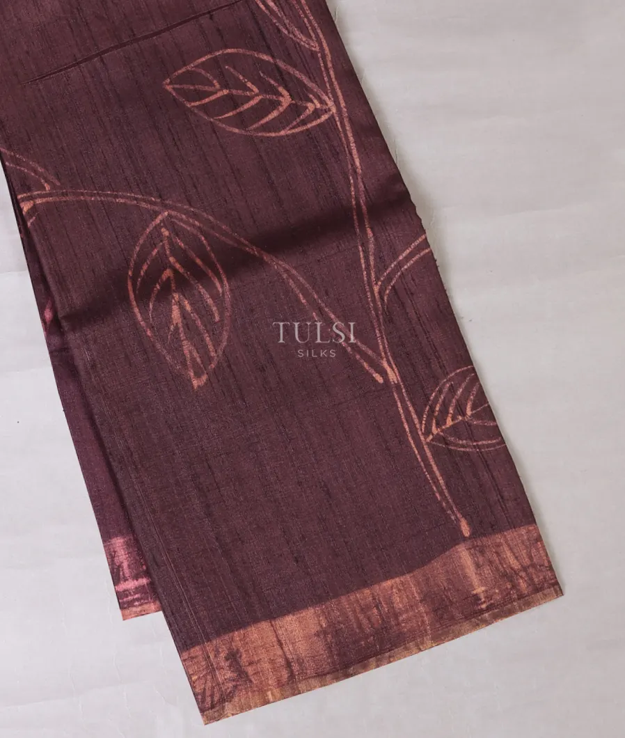 Burgundy Tussar Printed Saree T694810-image