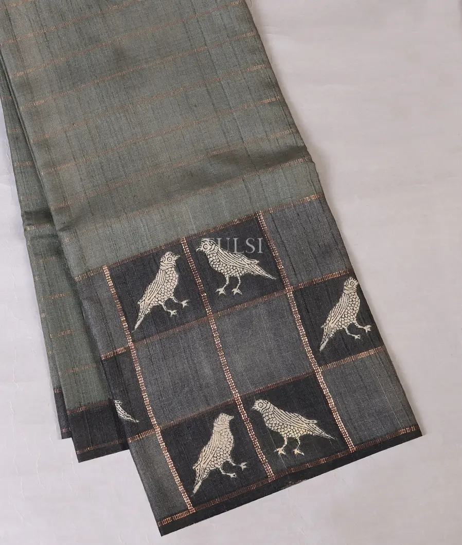 Grey Tussar Printed Saree T694931-image