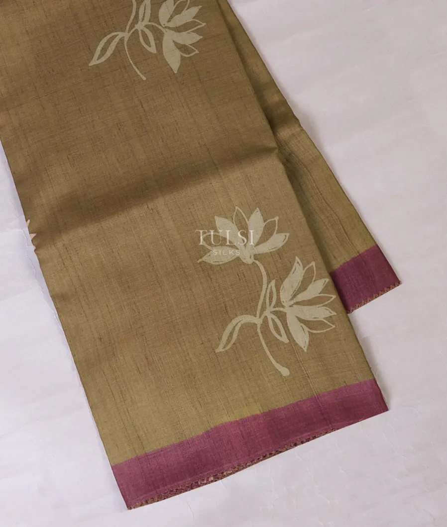 Khaki Tussar Printed Saree T719914-image