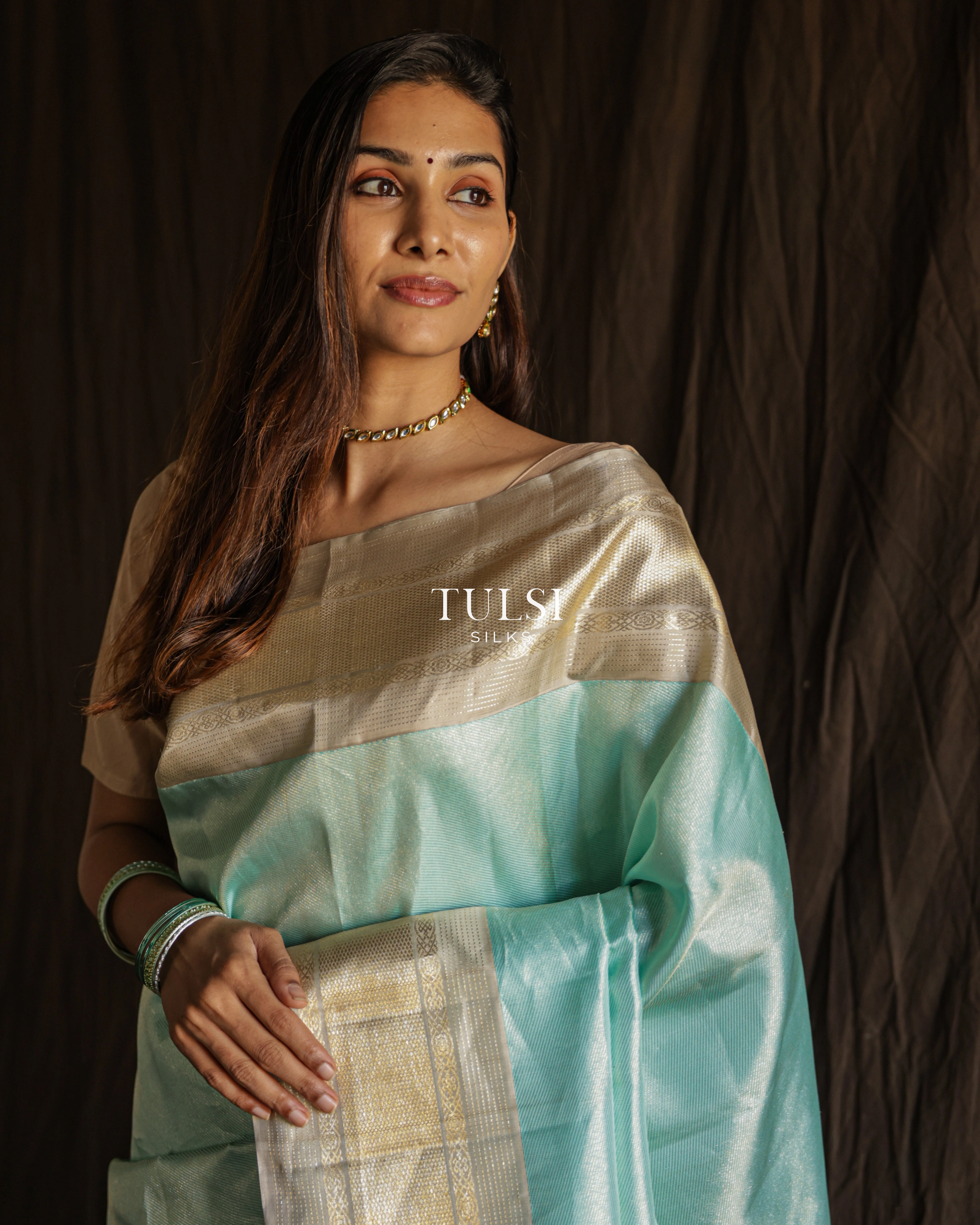 Pastel Blue Kanjivaram Silk saree T719245-image