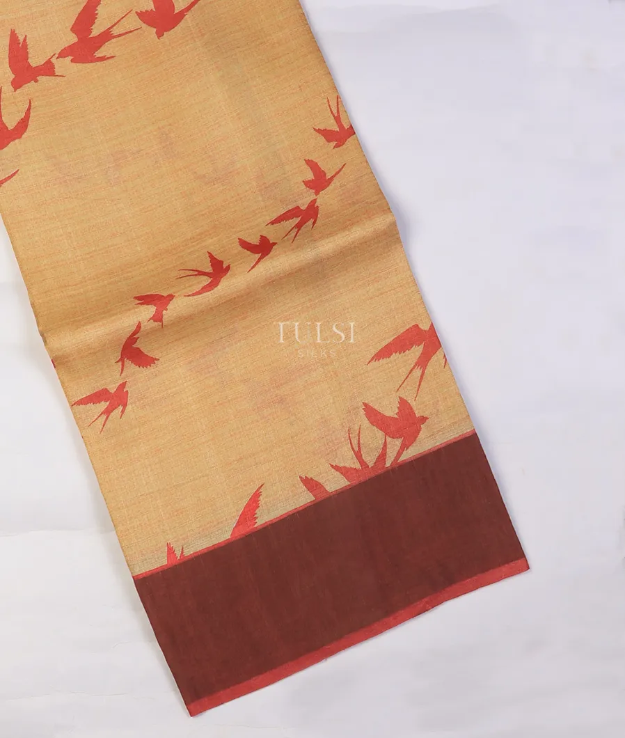 Beige Tussar Printed Saree T721425-image