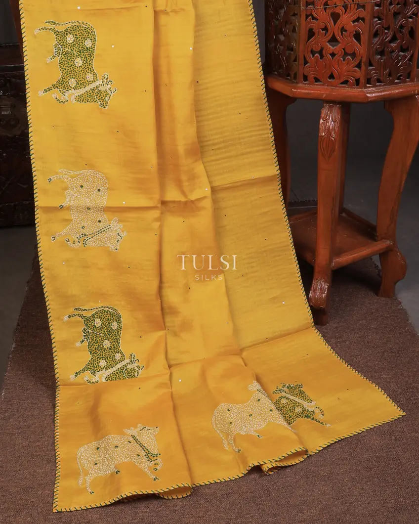 yellow-tussar-embroidery-saree-t706966-t706966-d