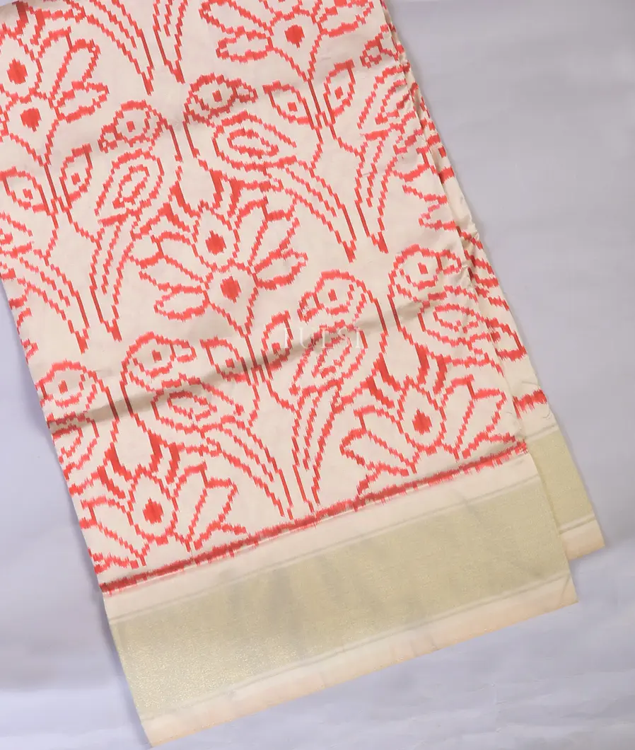 Off-White Ikat Silk Saree T711990-image