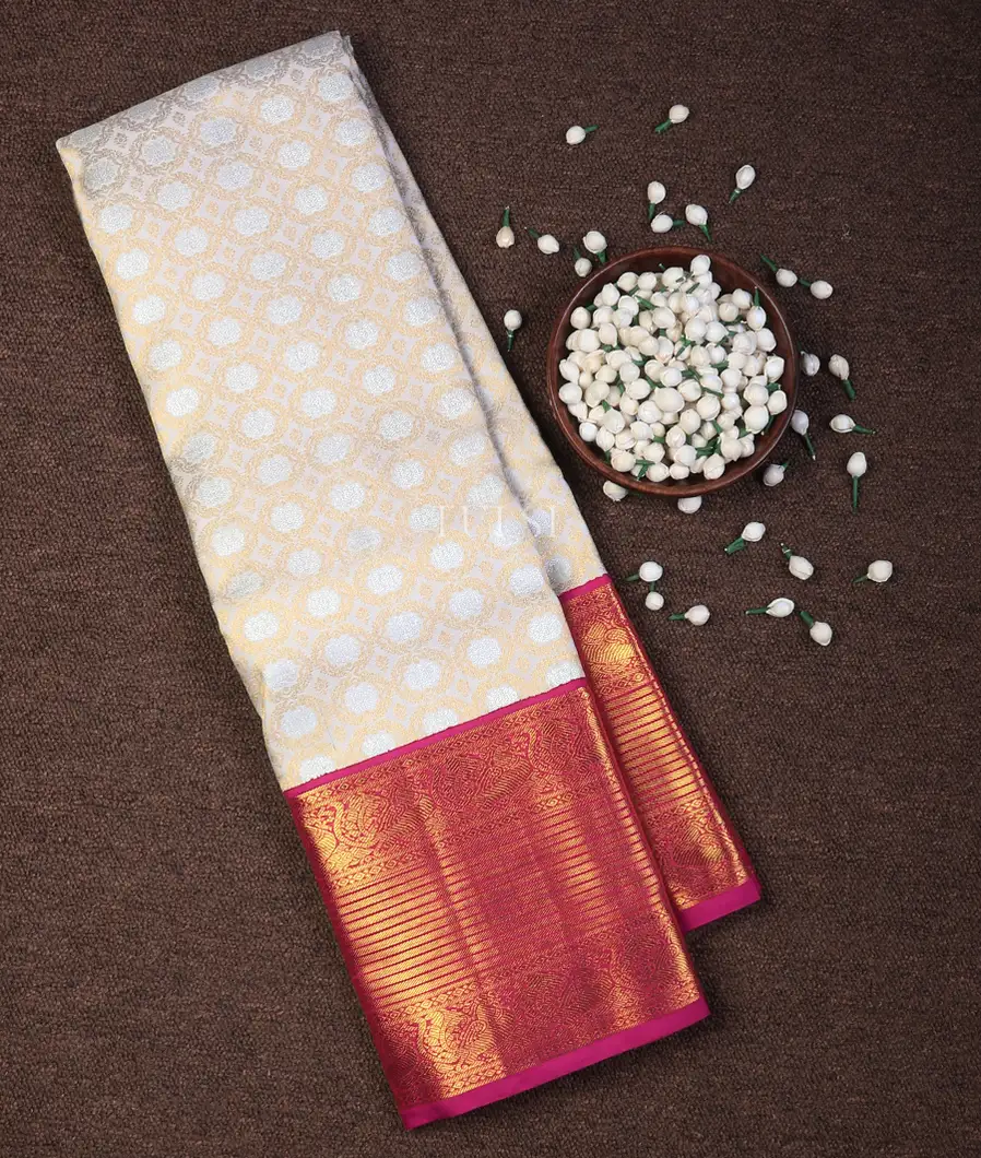 White Kanjivaram Silk Saree T369316-image