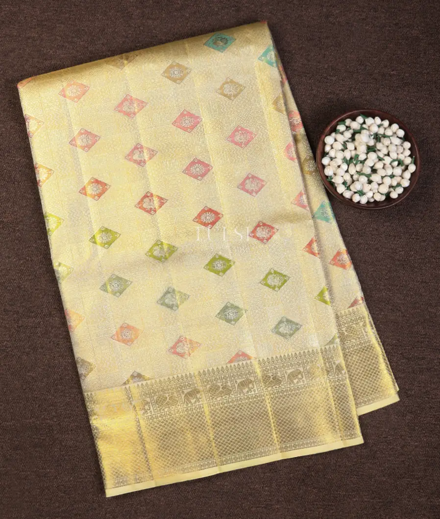 Gold and Cream Tissue Kanjivaram Silk Saree T728646-image