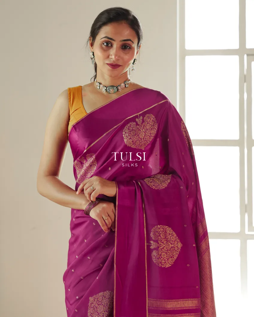 Magenta Mysore Crepe Silk Saree T697712-image