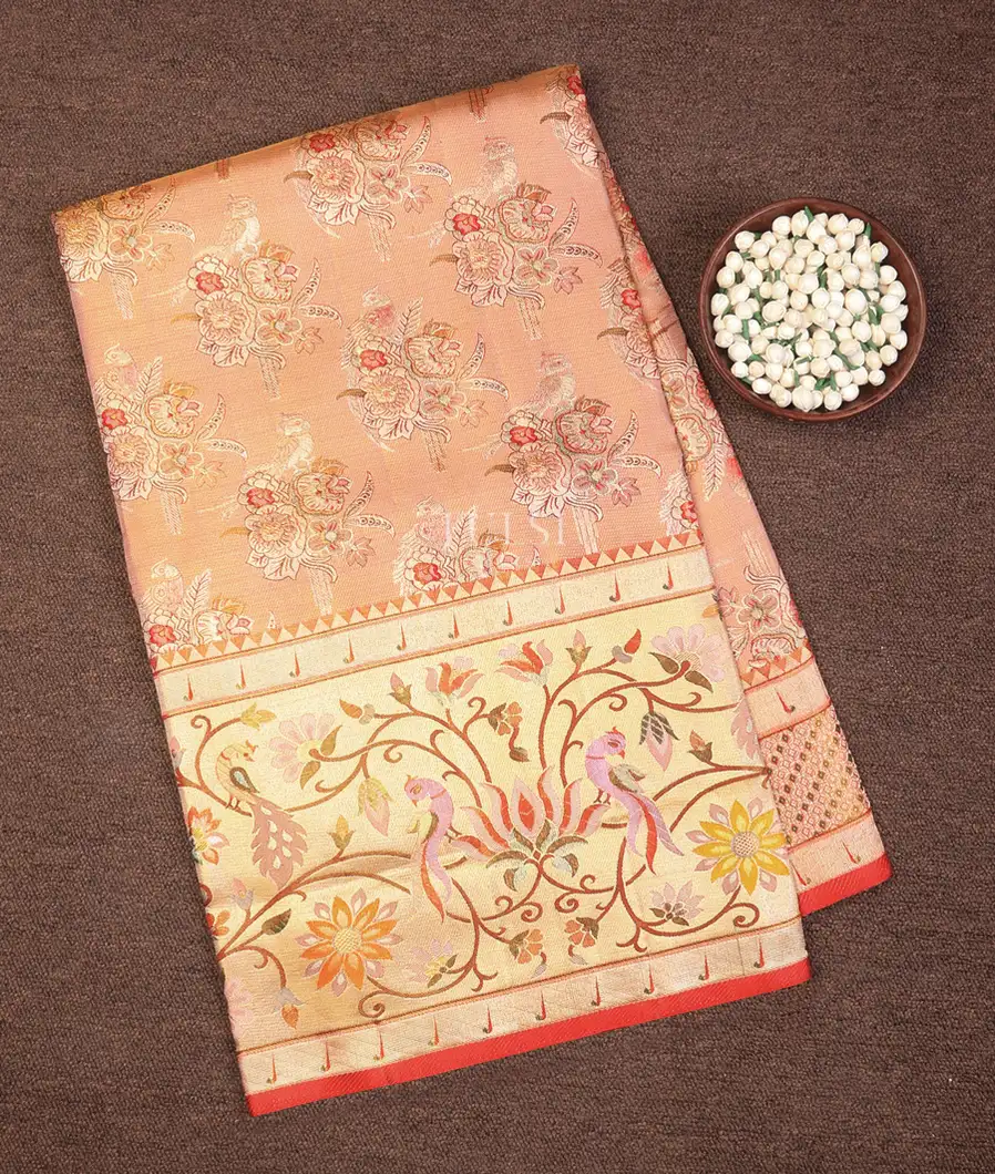 Gold and Pink Tissue Kanjivaram Silk Saree T660891-image