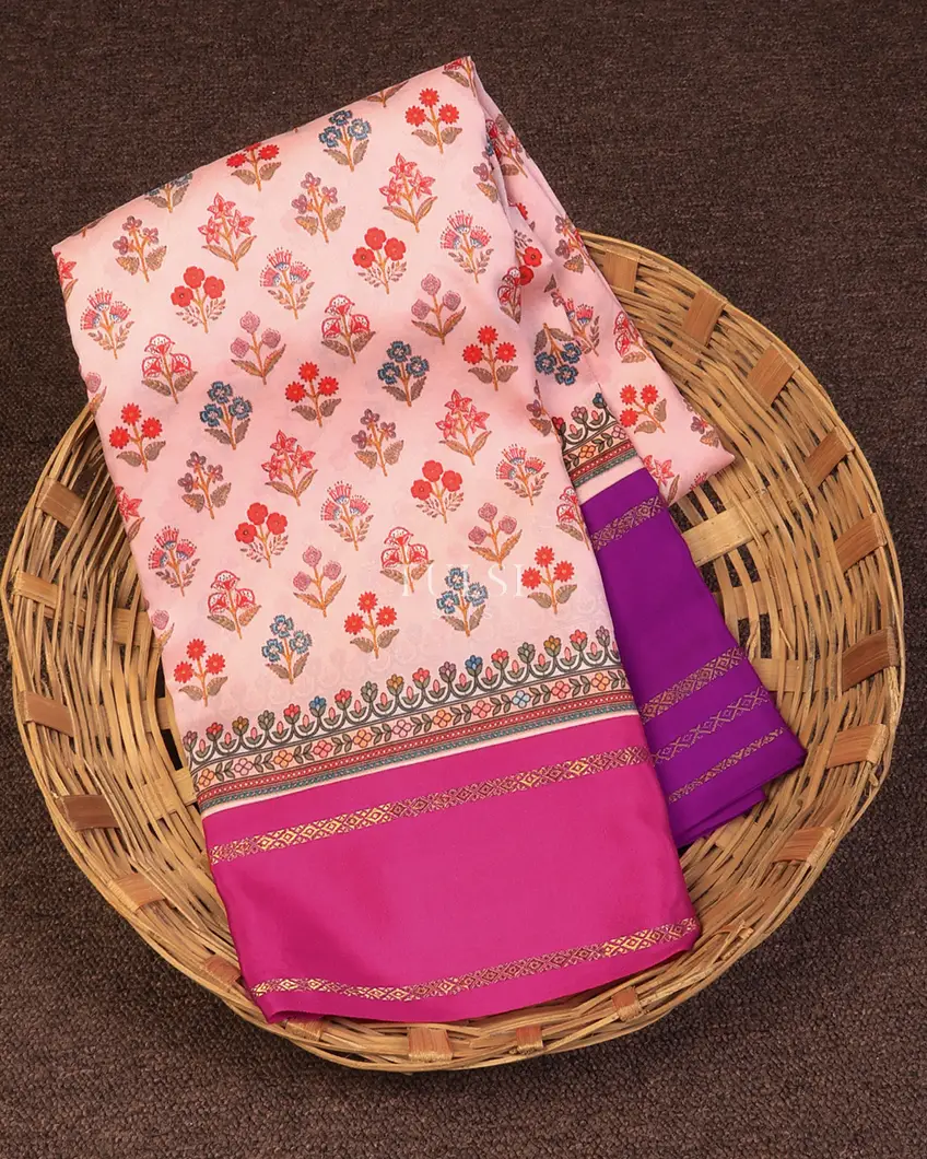 Pink Printed Soft Silk Saree T727075-image