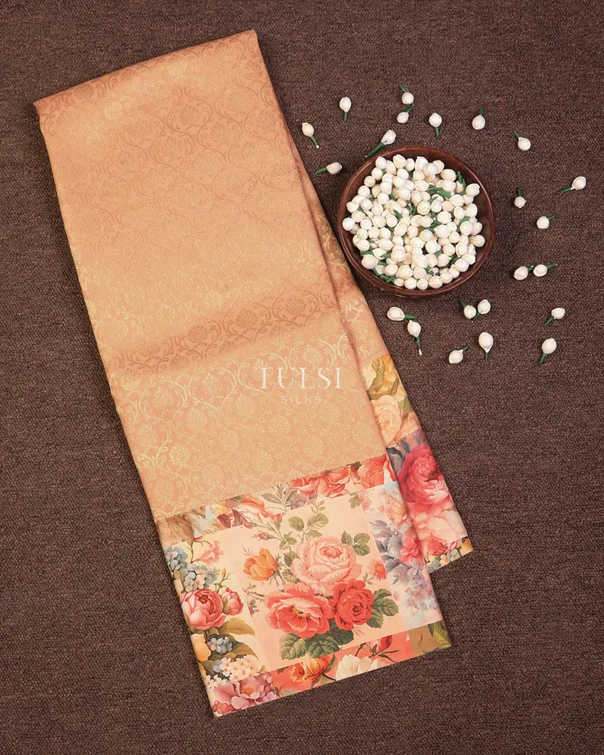 Peach Printed Kanjivaram Silk Saree T629382-image