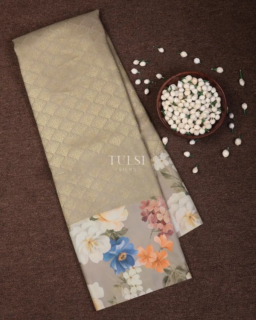 Grey Printed Kanjivaram Silk Saree T690969-image