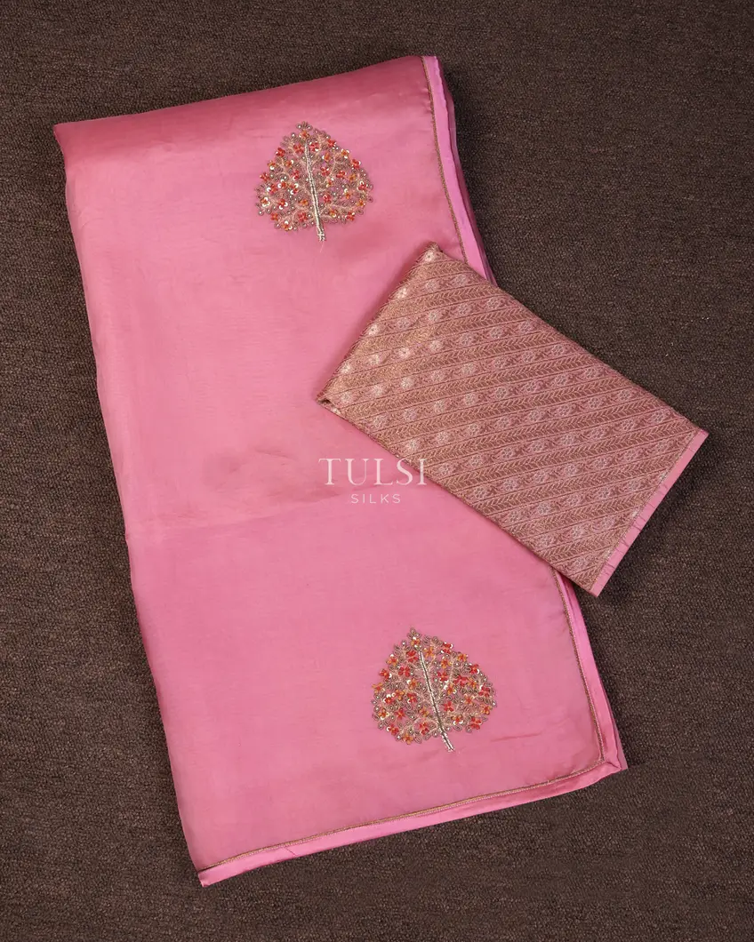 Pink Kora Organza Embroidery Saree T724255-image
