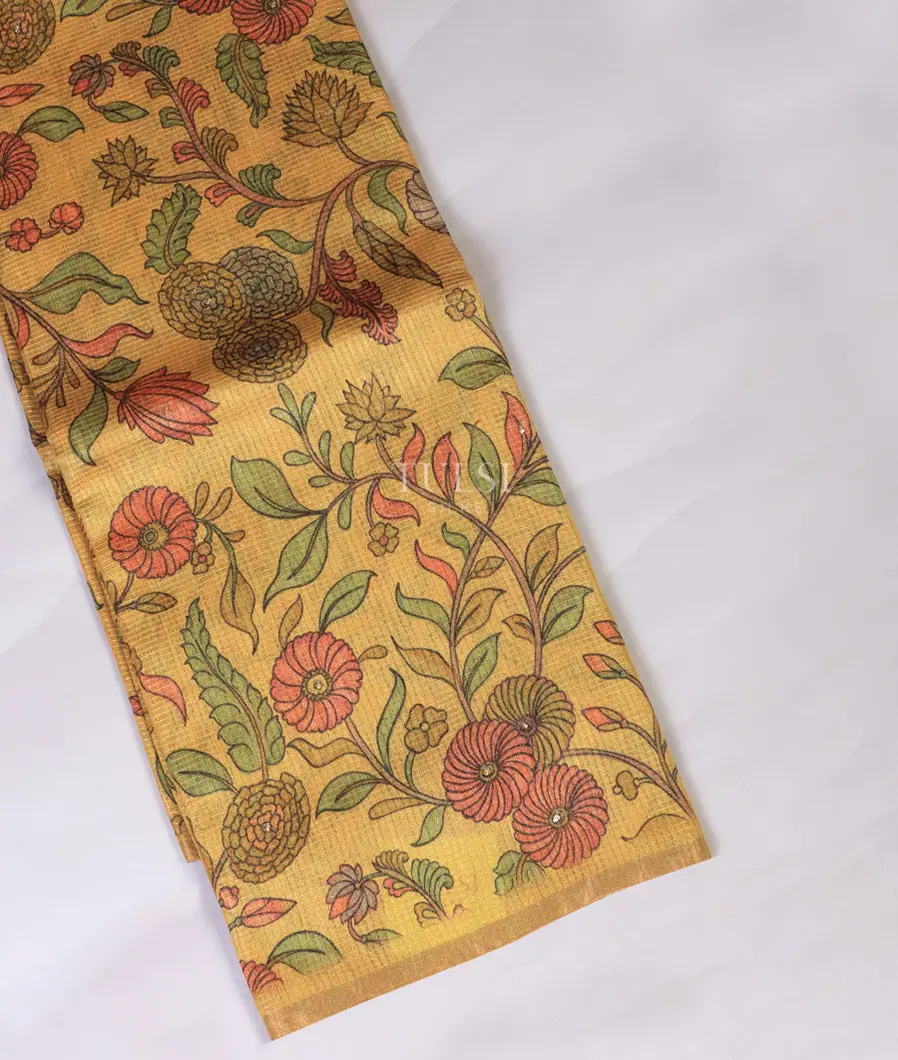 Yellow Tussar Kota Saree T696556-image