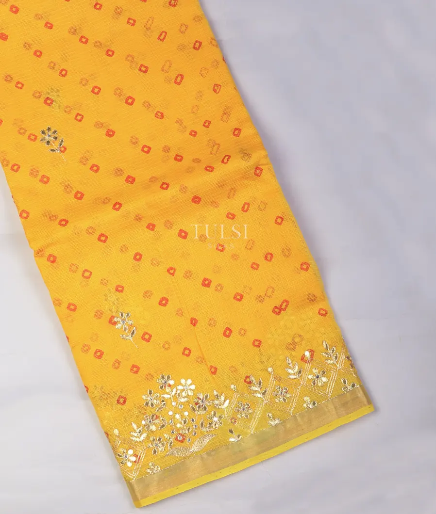 Yellow Silk Kota Embroidery Saree T703936-image