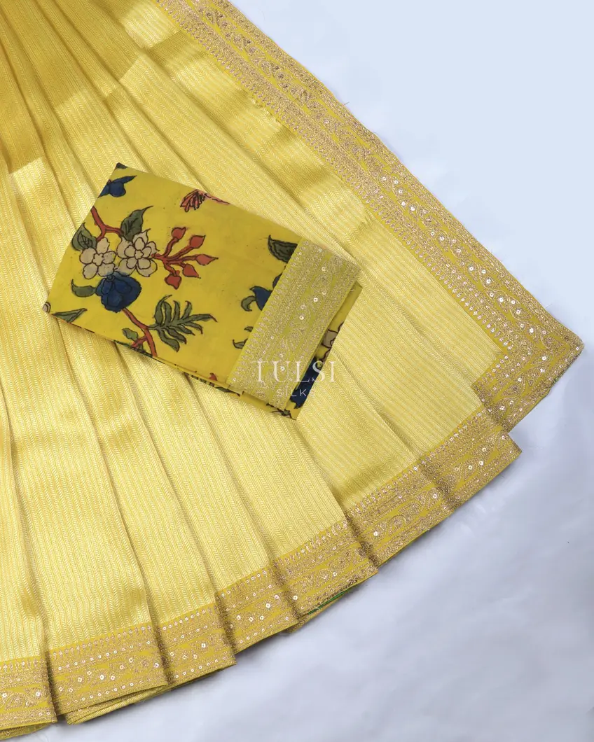 yellow-art-crepe-tissue-silk-saree-with-kalamkari-blouse-t729813-t729813-b
