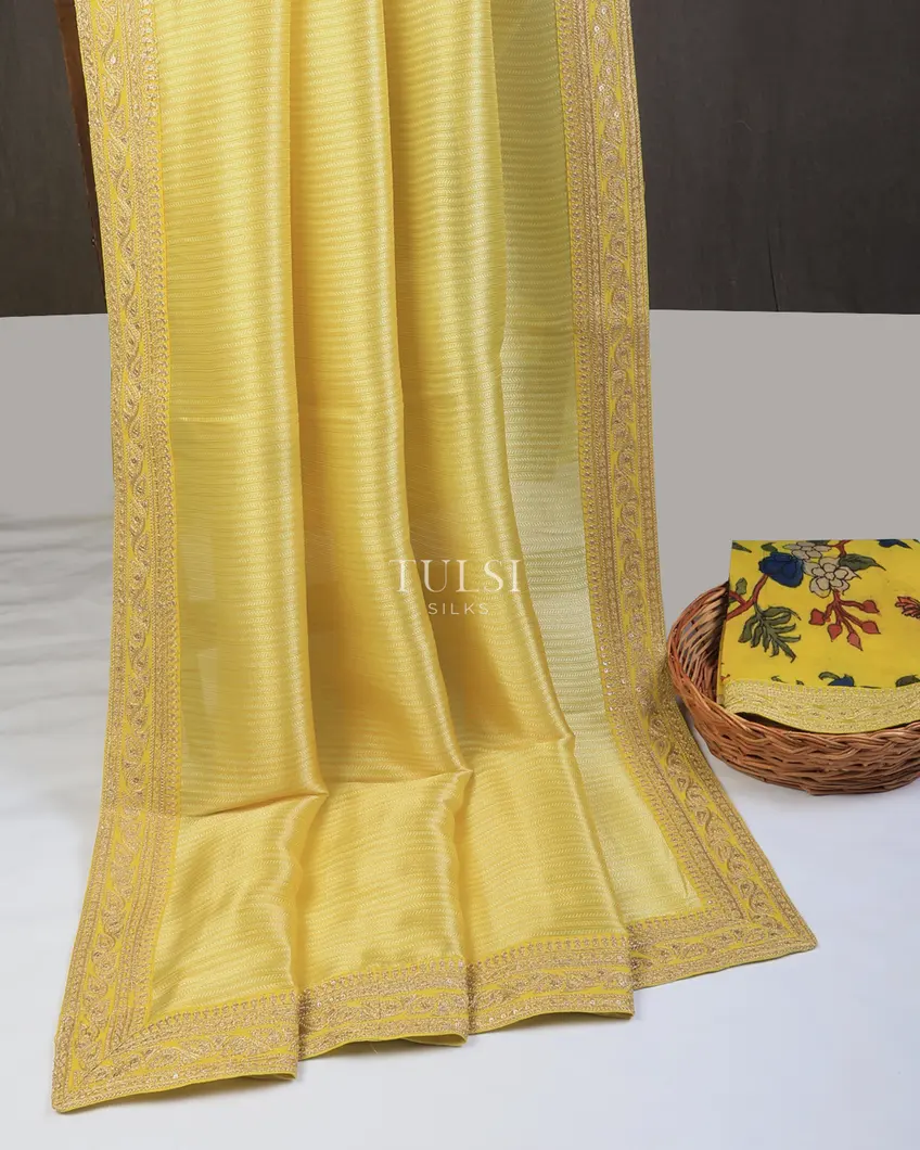yellow-art-crepe-tissue-silk-saree-with-kalamkari-blouse-t729813-t729813-e