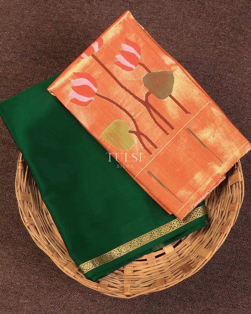 Bottle Green Mysore Silk Saree T724258-image