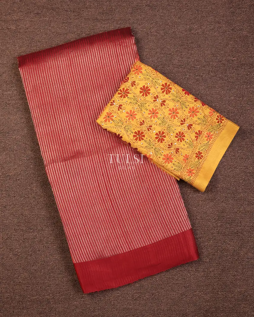 Red Banaras Tussar Saree T727580-image