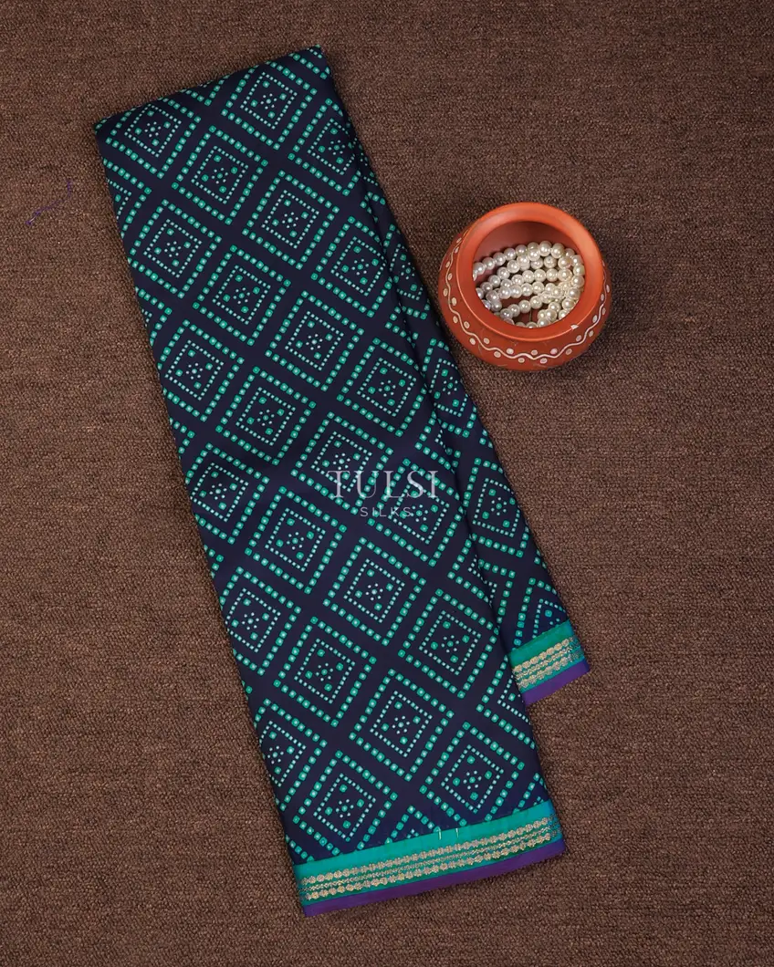 Blue Printed Soft Silk Saree T727898-image