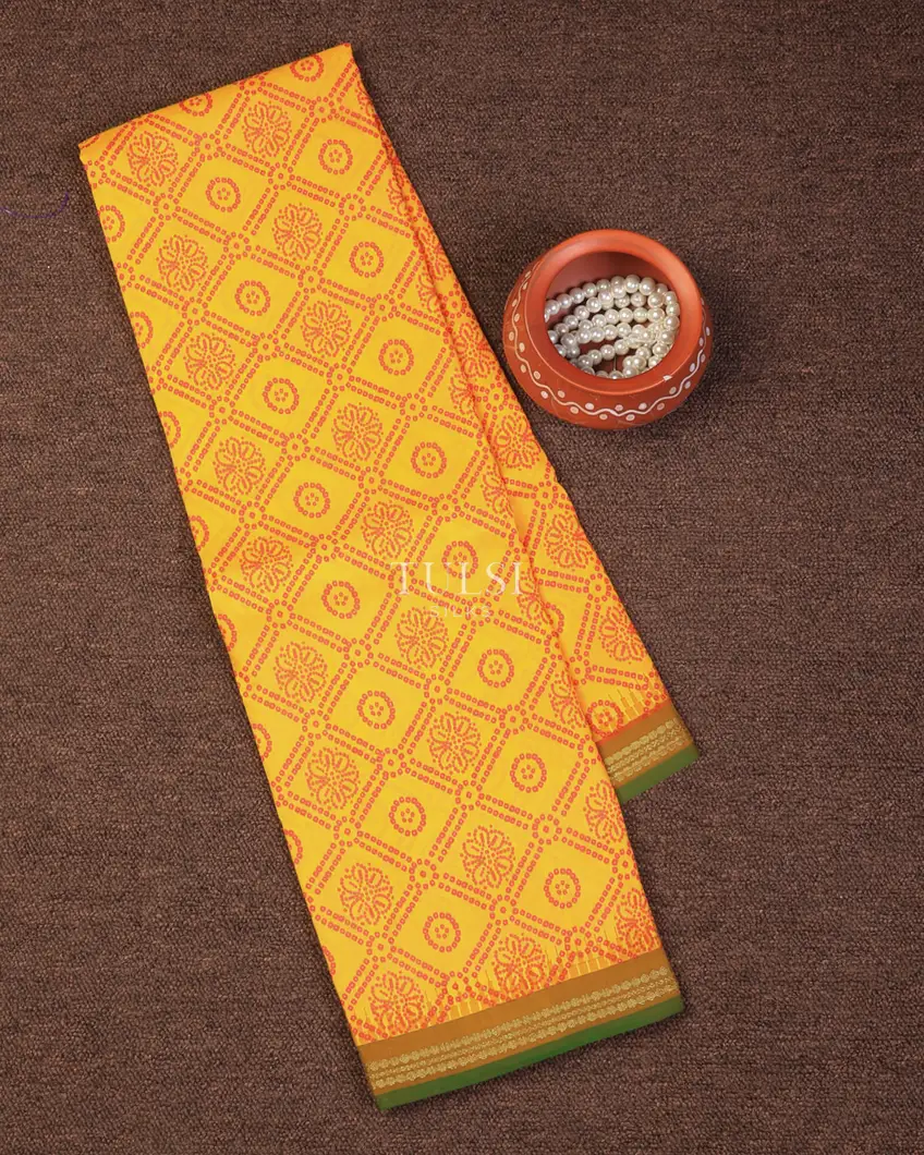 Yellow Printed Soft Silk Saree T727895-image