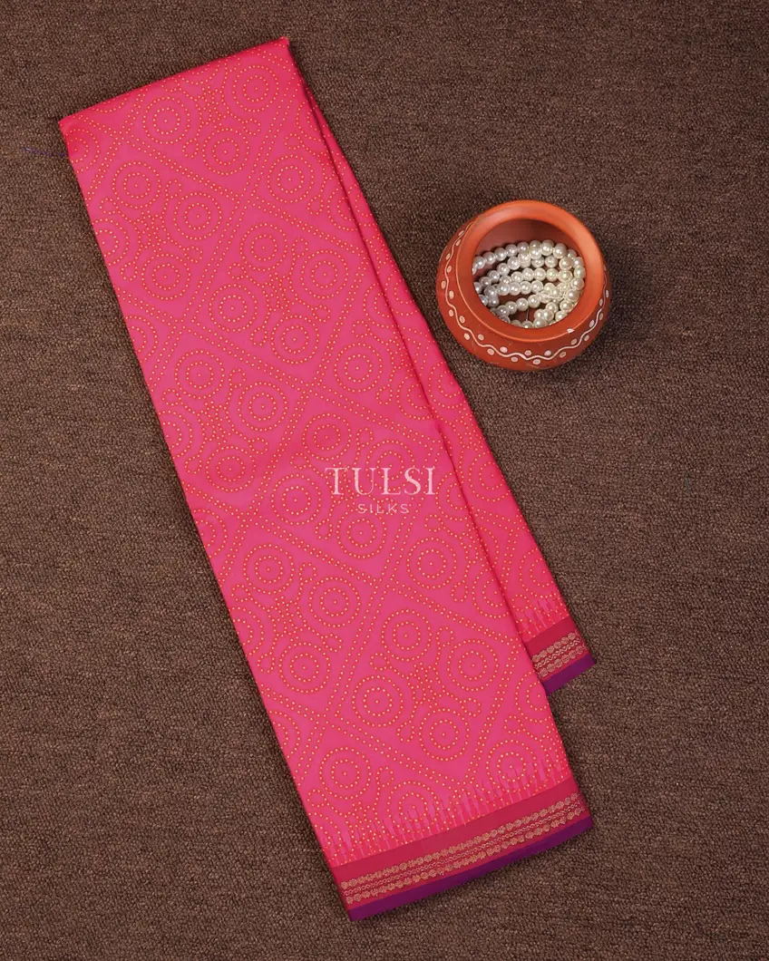 Pink Printed Soft Silk Saree T727906-image