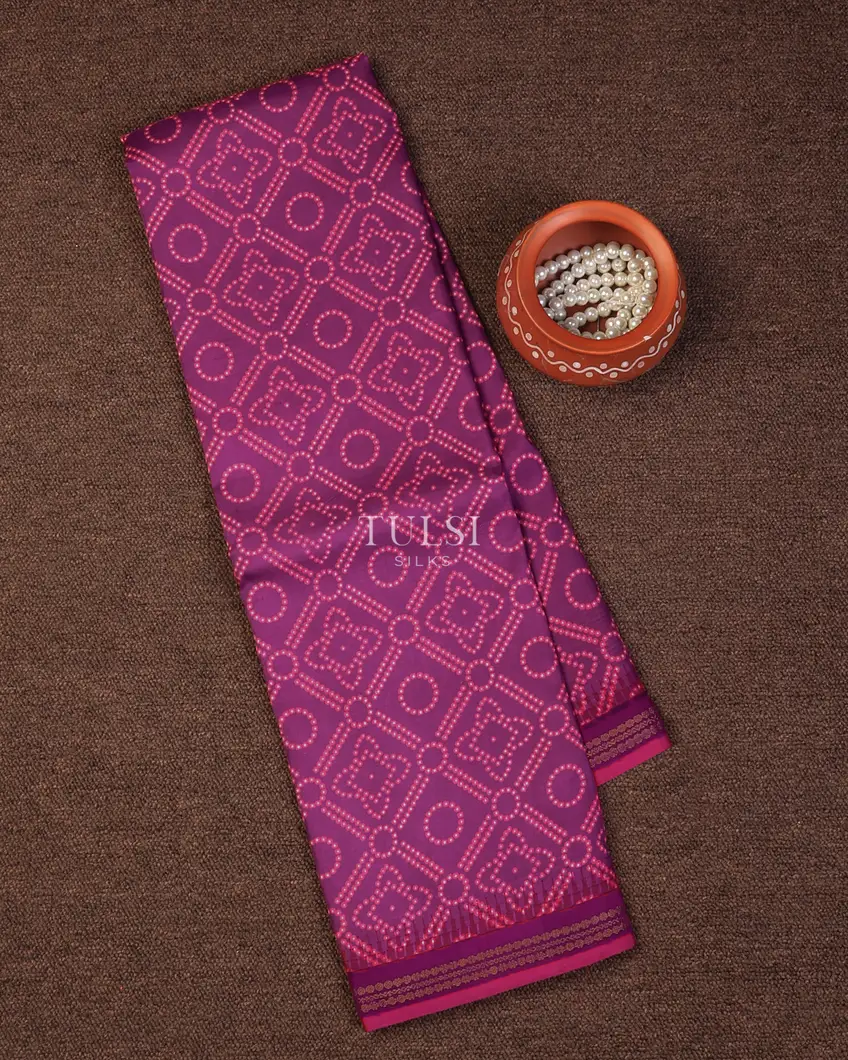 Purple Printed Soft Silk Saree T727902-image