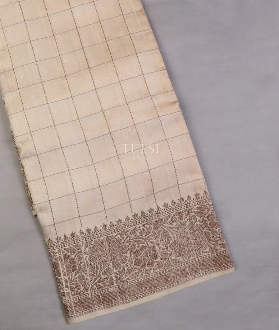 Off-White Banaras Tussar Saree T704333-image