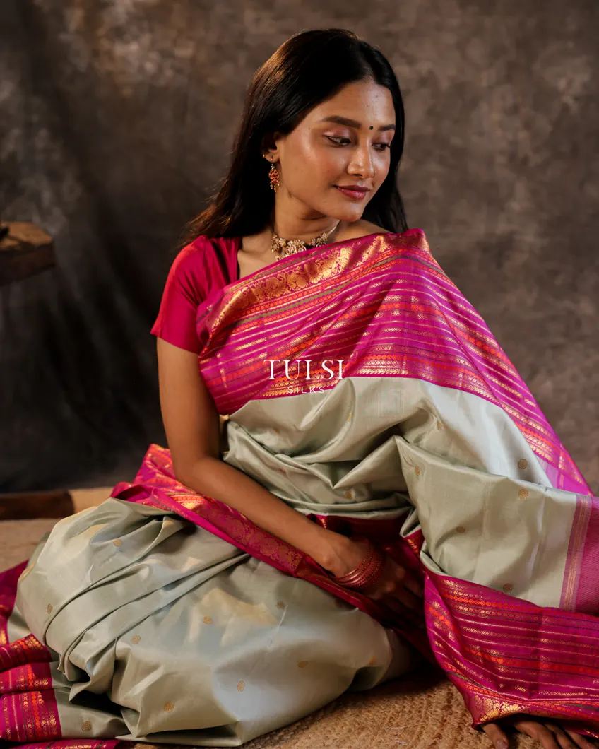 Grey Kanjivaram Silk Saree T699590-image