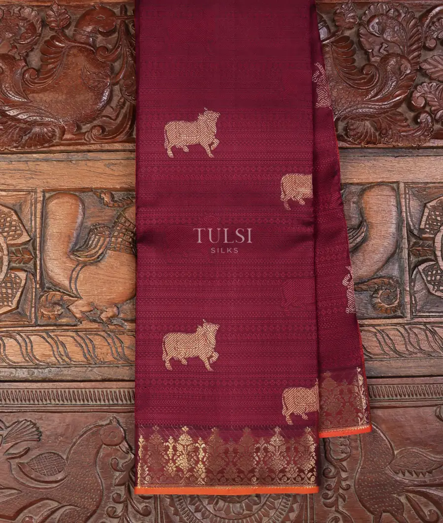Burgundy Kanjivaram Silk Saree T694037-image