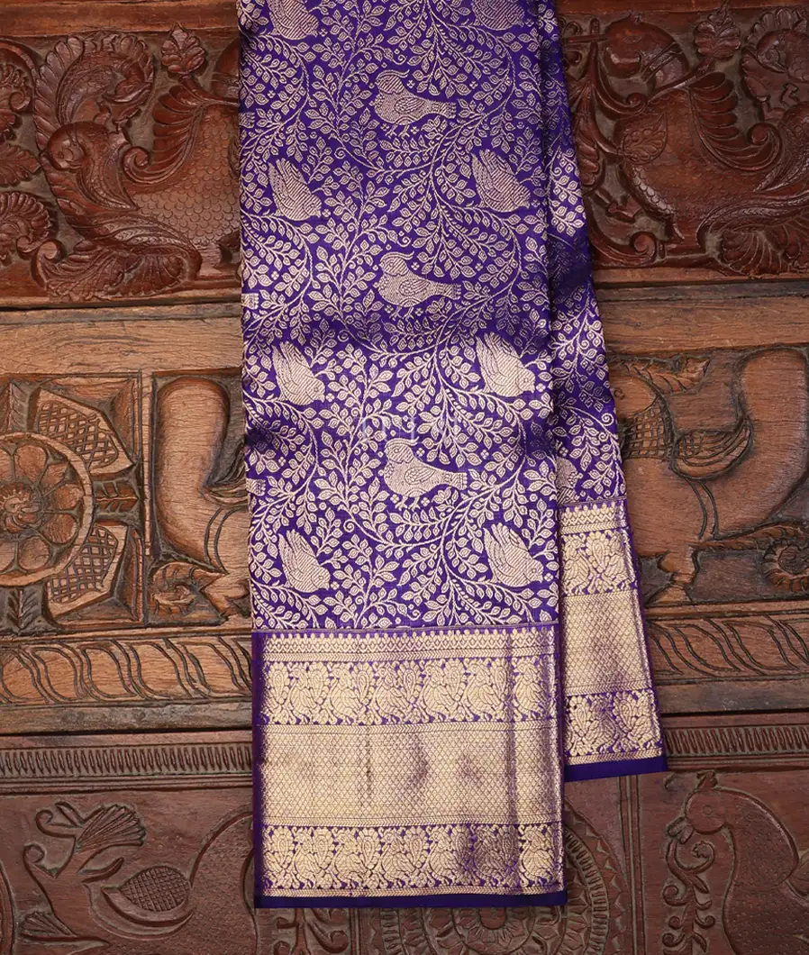 Bluish Purple Kanjivaram Silk Saree T728612-image
