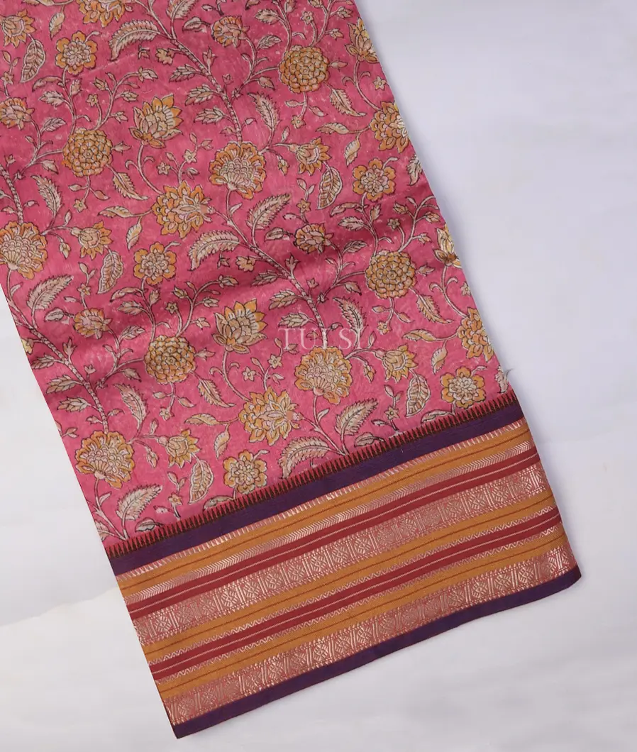 Pink Soft Printed Cotton Saree T692247-image