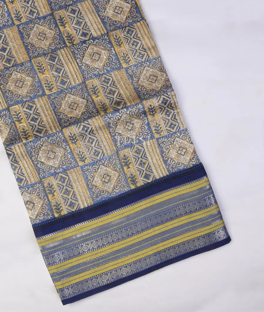 Blue Soft Printed Cotton Saree T692240-image