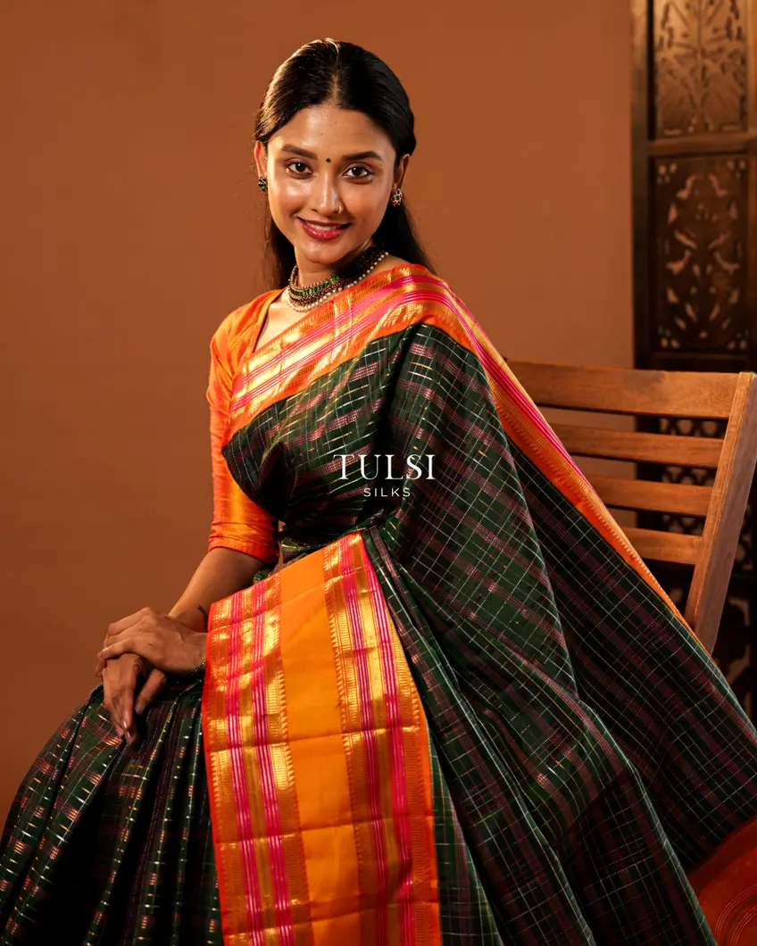 Bottle Green Kanjivaram Silk Saree T706727-image