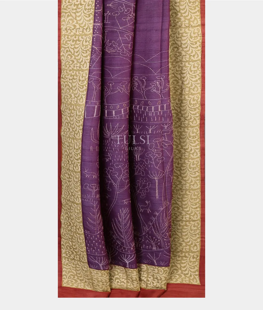 purple-tussar-kantha-work-saree-t626119-t626119-b
