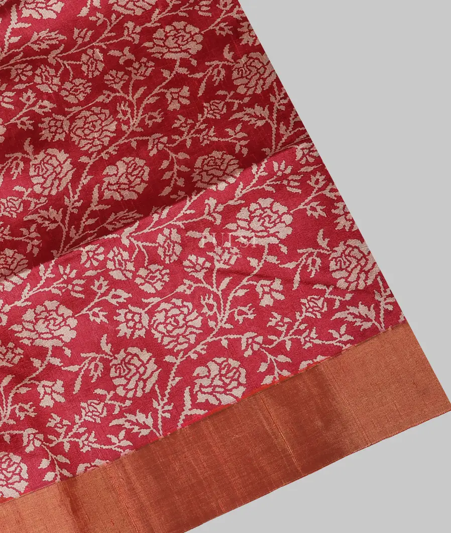 Red Printed Raw Silk Saree T721317-image