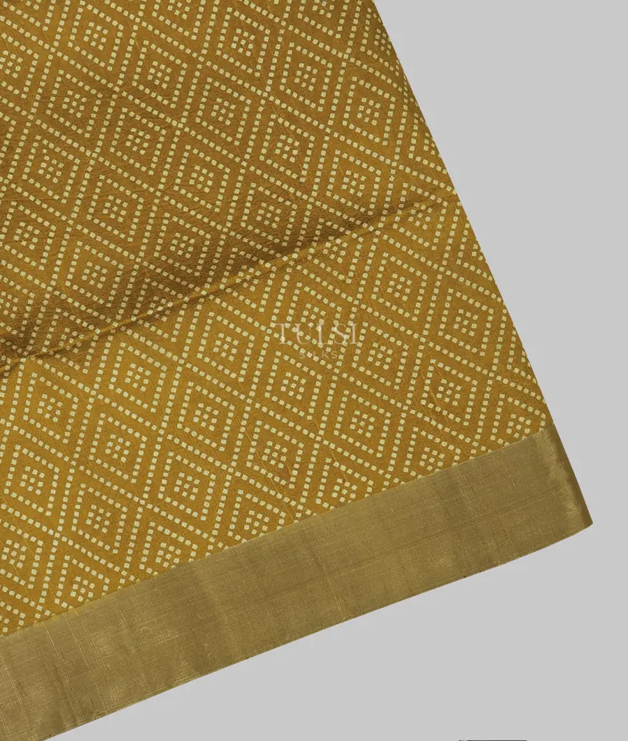 Mustard Yellow Printed Raw Silk Saree T689299-image