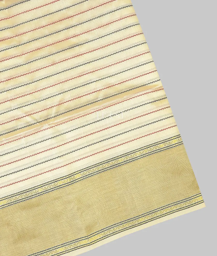 Off-White Silk Cotton Saree T719388-image