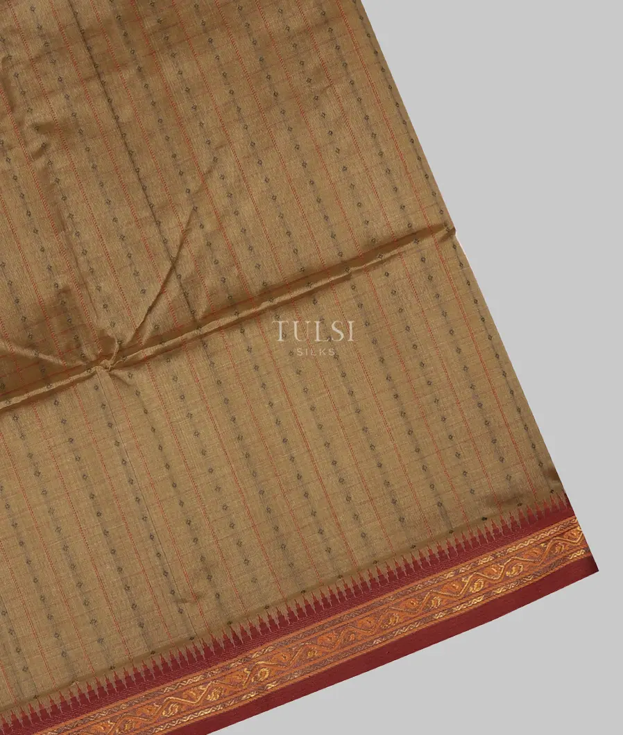 Dark Beige Silk Cotton Saree T719354-image