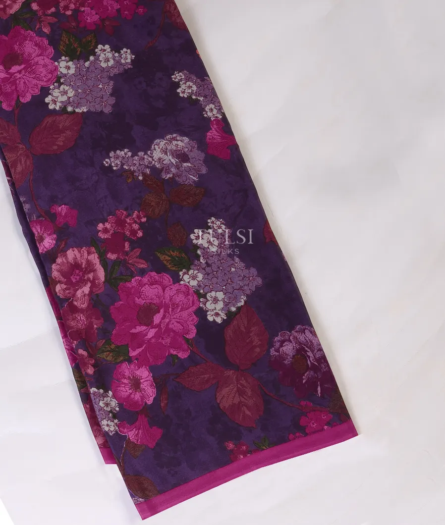 Purple Crepe Silk Saree T690816-image