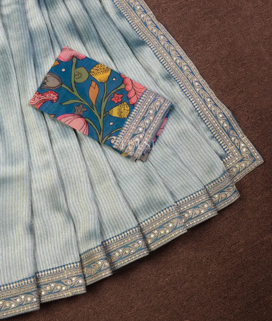 blue-art-crepe-tissue-silk-saree-with-kalamkari-blouse-t732607-t732607-b