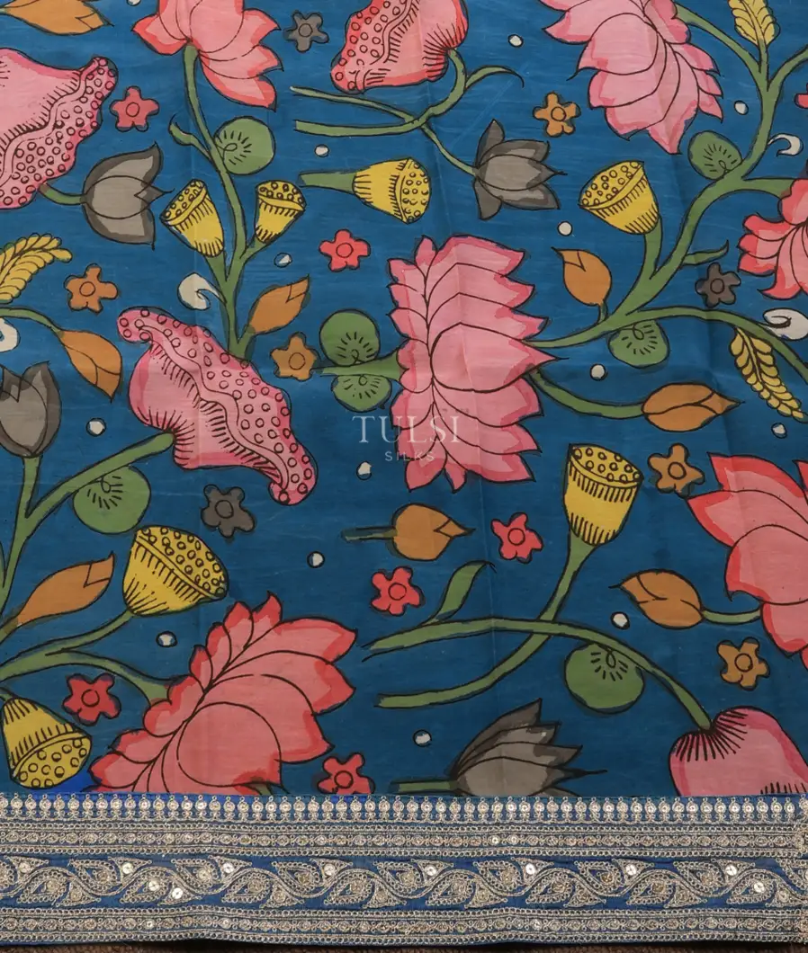 blue-art-crepe-tissue-silk-saree-with-kalamkari-blouse-t732607-t732607-c